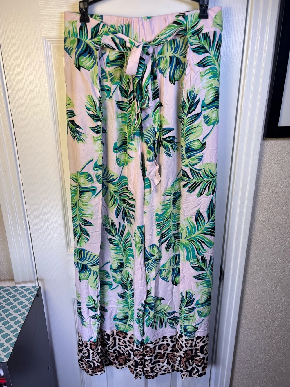 Venus Tropical Leaf Print Maxi Skirt with Leopard Hem NWOT SIZE 3X
